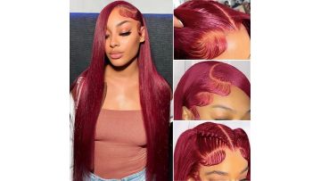 99j Burgundy Straight Lace Front Wigs Human Hair 
