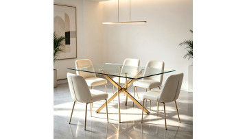 TL-26SD01RB Modern 160cm Glass Top Dining Table for 6 People