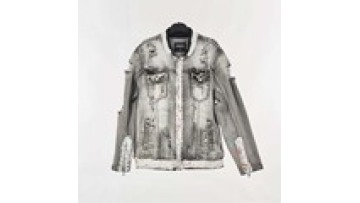 Hole Denim Jackets In Fashion Wholesale Men's Clothing Front Button Blue Washed Denim Jackets1