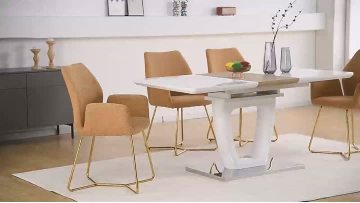 TL-23E01 160cm expandable white gloss wood dining table