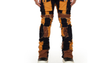 Custom Washed Baggy Men Denim Jeans Ripped Destroyed Patchwork Color Block Denim Jeans1