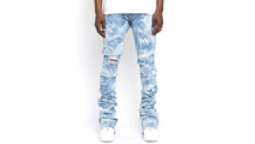 Custom Logo Distressed Ripped Homme Fashion Tie Dye Skinny Denim Stacked Jeans For Men1