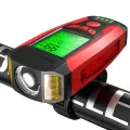 3 in 1 Bike Front Light USB Bicycle Flashlight 5 LED Bicycle Computer/Horn Waterproof Headlight Odometer Riding Accessories