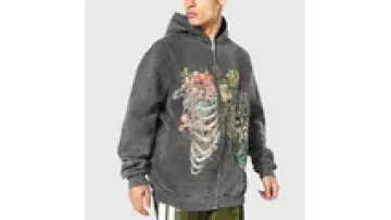 High Quality Washed Heavyweight Zip up Hoodie Custom Logo Streetwear Washed Distressed Hoodie1
