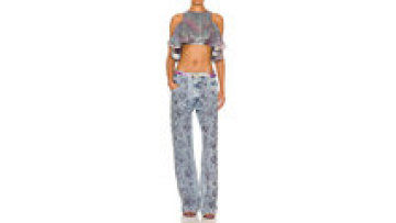 Custom Wholesale Low Waist Washed Loose Straight  Denim Jeans With Beans For Woman1