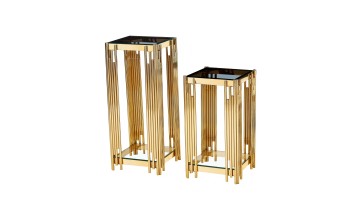 TL-PS002G Luxe Golden Tiered Plant Stand Set | Staged Sophistication