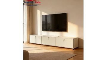 20-0319 Modular 3-Door Sideboard Cabinet with Stainless Steel Frame Modern Media Console for Living Room & Entryway