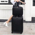 TRAVEL TALE 20"Inch Women Spinner Leather Retro Trolley Bag 24 Travel Suitcase Hand Luggage Set