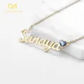 Custom Personalized Name Necklace with Heart Birthstone ,stainless steel Name Necklace For Women Men Jewelry Gifts