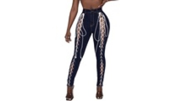 Latest Fashion Stylish Lace Up Criss-Cross Skinny Hollow Out Denim Jeans Pants For Women1