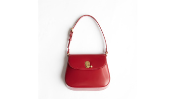 Vivid Red Hand-Rubbed Grain Box Leather Shoulder B