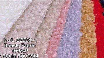 Factory price popular style soft knit plain yarn-dyed polyester polyester yarn boucle fabric for winter garment1