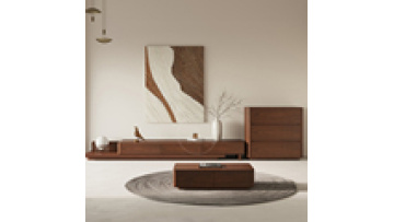 Modern minimalist solid wood telescopic TV cabinet Nordic living room storage cabinet coffee table combination MDF1