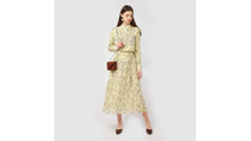 Lady Elegant Milk Silk Chiffon Dresses Long Sleeve Evening Dress For Women1