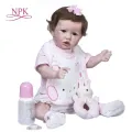 NPK 55CM Saskia popular reborn doll bebe girl reborn toddler full body soft silicone flexible handmade collectible doll