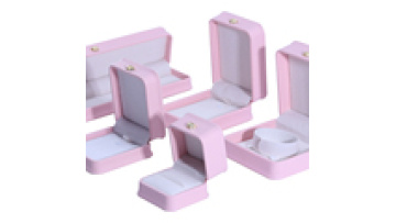 Hanhong custom logo packaging box crown design luxury PU leather set box pink stud earrings bracelet necklace ring jewelry box1