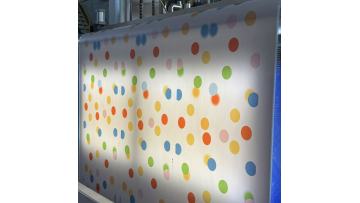 LIVITE 0.38mm light yellow spots PVC coated fabric pool materials is in production.