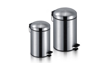 black stainless steel pedal bin