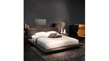 Italian modern leather and fabric bed bedroom furniture minimalist designer style simple king size bed1
