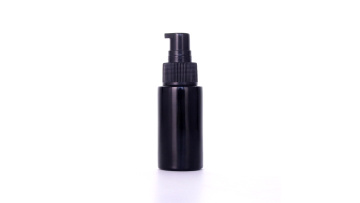 Black Glass Bottle With Lotion Ribbed Pump