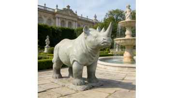 Garden Stone Rhinoceros Sculpture