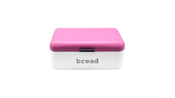pink steel bread box
