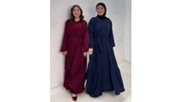 2025 New Abaya Designs Soft Crepe Ruffle Style 2 Piece Abaya Set Fancy Muslim Modest Dresses Daily Wear Dubai Women Abaya Set1