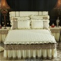 Beige Bed Skirt Pillowcases With Cotton Home Textile Luxury Lace Bedding Mattress Cover Warm Thick Bedspread Bed Sheet Linen