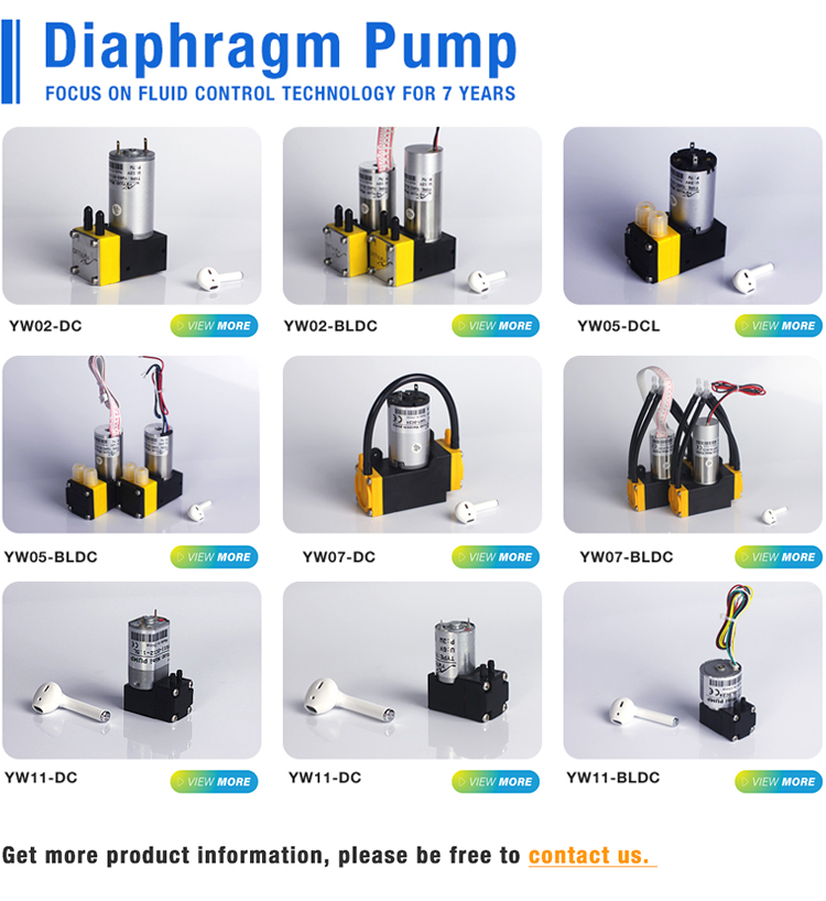 YWfluid Micro Diaphragm Pump Supplier with 12v/24v BLDC Motor High performance Used for liquid/gas transfer suction