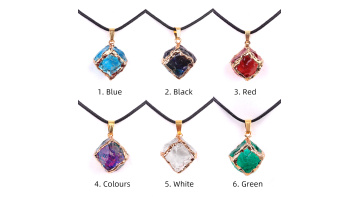 Glass Crystal 22mm Cube Pendant Gilded Gold Neckla