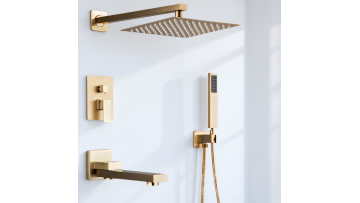 Product Name: Gold Square Rain Shower System with Handheld Sprayer and Tub Faucet