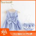 Bear Leader Baby Clothing Sets Cute Summer Sleeveless Dress Girls 3 Pcs Sets Short Pants+Dress Set Stripe Patten for Baby 6-24M