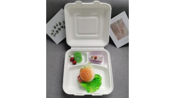 Disposable Sugarcane Disposable 10''-3 Compartment Clamshell 