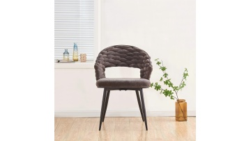 BR-24A16 Handwoven Ergonomic Fabric Chair with Black Metal Legs