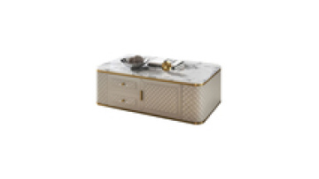 Marble top Modern luxury Gold coffee table for living room microfiber leather central tables furniture set1