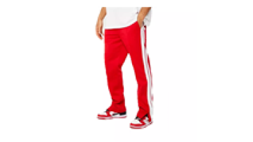 High Quality Customize Men Fleece Polyester Stripe Elastic High Waist Casual Fit Track Pants1