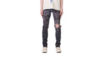 Stylish  Custom Logo Washed Ripped Stretchy Zipper Fly Tapered Denim Jeans For Men1