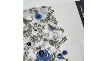 New product white tulle fabric lace Multicolor embroidery fabric sequence design in garment 18 mm sequin fabric for dress1