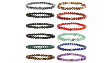 Natural 6MM Round Stone Beads Bracelets SB3101B
