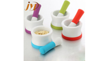 JINYUANLI Eco Friendly Ceramic Mortar and Pestle Set with Silicone1