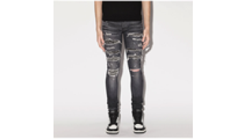 Design Your Own Men Black Hole Baggy Mens Medium Ripped Jeans Wholesale1