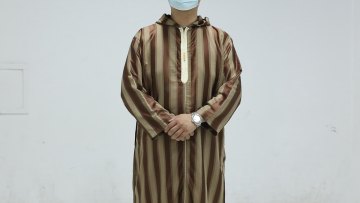 Factory Islamic Clothing Islamic Robe Boubou Jubbah  Muslim Men Abaya Thobe / Thawb Winter Wear with hat1