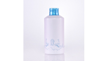 Opal white lotion bottles with blue aluminum cap