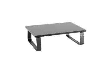 15 Inch Monitor Stand, Wood and Steel Desktop Riser, Screen, Keyboard, Laptop, Small TV Ergonomic Desk and Tabletop Organizer, Black1