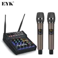 EYK EMC-G04 Audio Mixing with UHF Wireless Microphone 4 Channel Stereo Mixer Console Bluetooth USB for DJ Karaoke PC Record