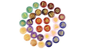 Gemstone 25MM Stone Disc Craved Angle Spiritual Symbols