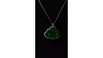 Fine jewelry jade pendant diamond 18k white gold natural jadeite diamond Chinese Maitreya buddha pendant for men and women1