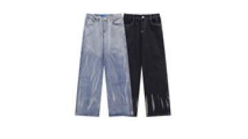 Street Wear Mens Straight High Waist Wide Leg Distress Flare Jeans Loose Fit Pants Men1