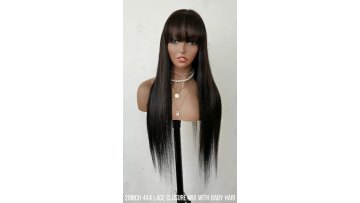 Usexy unprocessed raw remy human lace front wig 4x4 closure frontal indian wigs straight human hair wig with bangs1