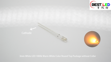 3mm White LED 1800k Warm White Color Round Top Package without Collar